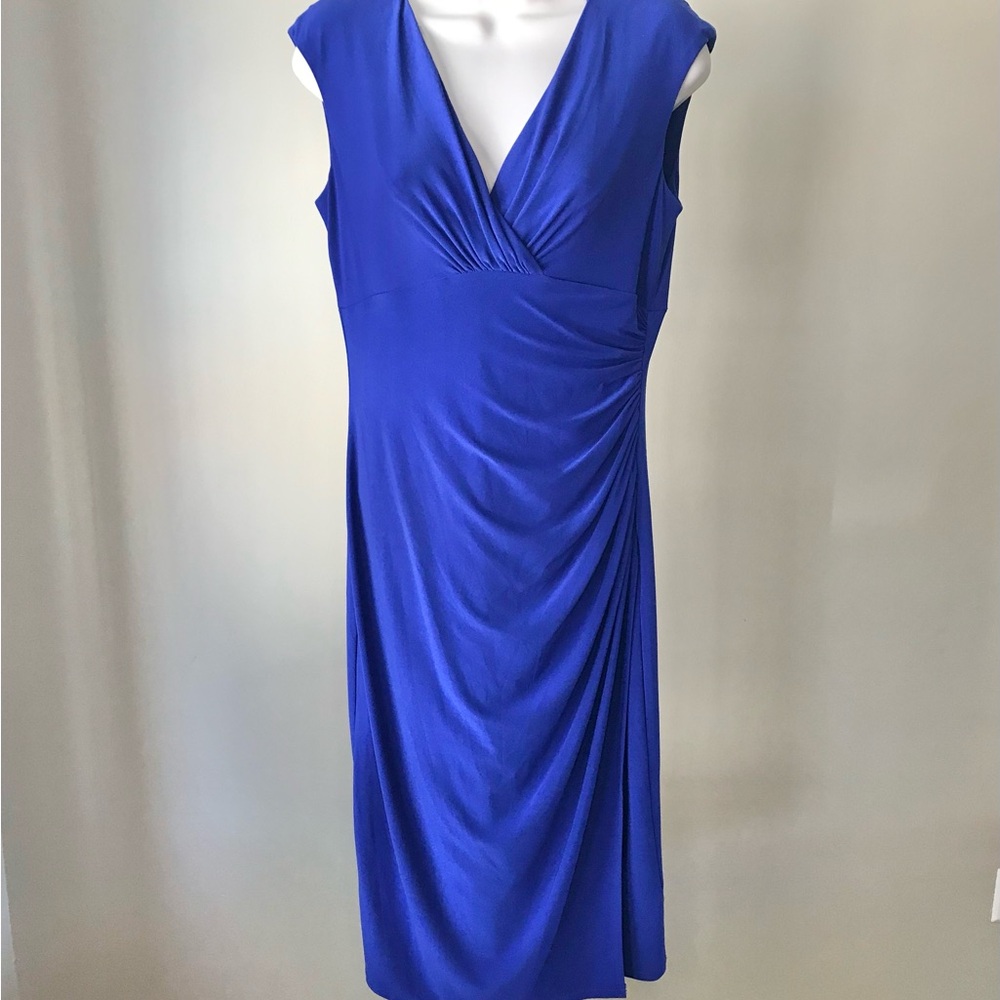 Ralph Lauren Royal Blue Mock Wrap Dress Size 8